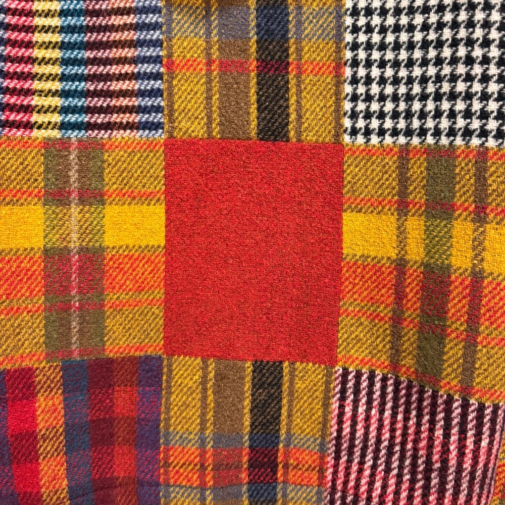 Vintage 90s The Limited Multicolored Plaid Patchwork Hooded Toggle Jacket L - Picture 11 of 13